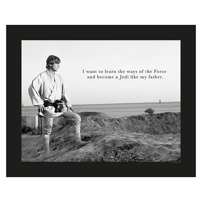 Komar Star Wars Poster Luke Quote - Star Wars, B x H: 40 x 30 cm - Star Wars Bild mit Luke Skywalker und dem Zitat: "Ich will die Macht erlernen und ein Jedi werden wie mein Vater."