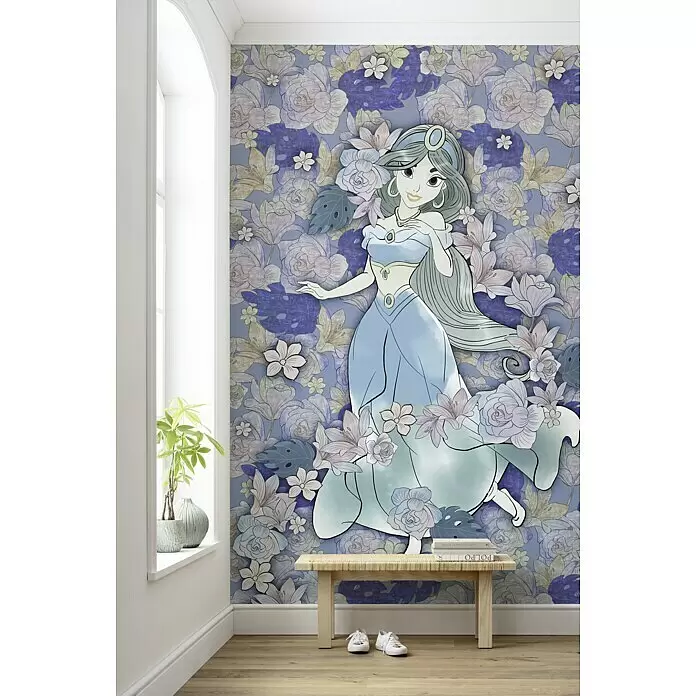 Komar Disney Edition 4 Fototapete Jasmin Colored Flowers - 4 -tlg., B x H: 200 x 280 cm, Vlies - Stimmungsaufnahme