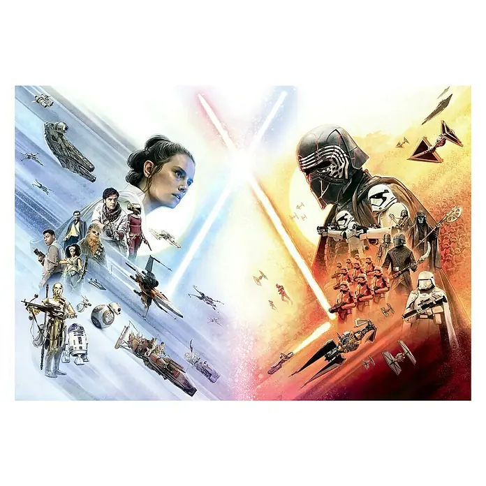 Komar Star Wars Fototapete EP9 Movie Poster Wide - 8 -tlg., B x H: 368 x 254 cm, Papier - Star Wars: Der Aufstieg Skywalkers mit Rey und Kylo Ren im Kampf.