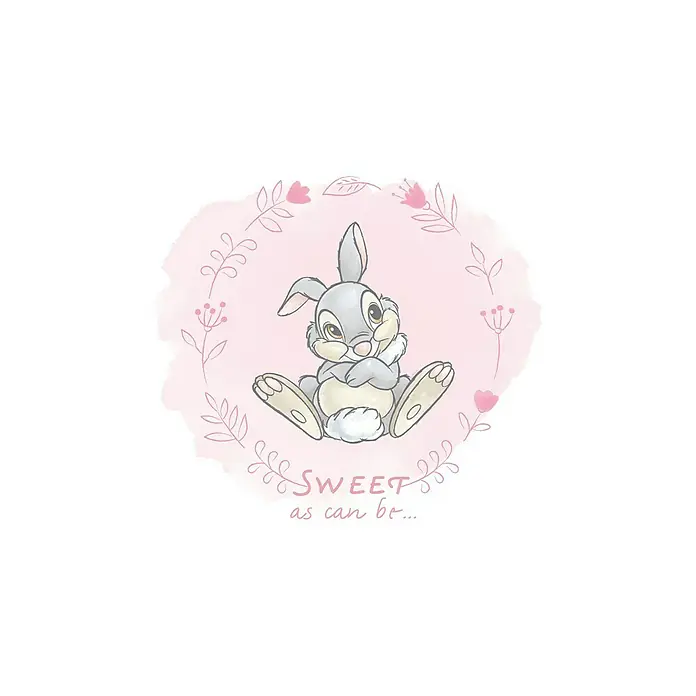 Komar Disney Edition 4 Poster Klopfer - Disney, B x H: 40 x 50 cm - Süßer Bambi-Kunstdruck. Niedlicher Hase mit Blumendesign und dem Spruch „Süß wie nur irgend möglich“ für ein entzückendes Kinderzimmer.