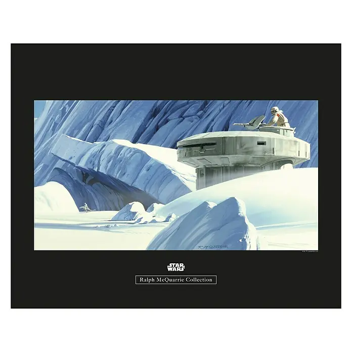 Komar Star Wars Poster RMQ Hoth Echo Base - Star Wars, B x H: 50 x 40 cm - Illustration eines schneebedeckten Planeten mit einem Rebellen-Außenposten aus Ralph McQuarrie Collection.