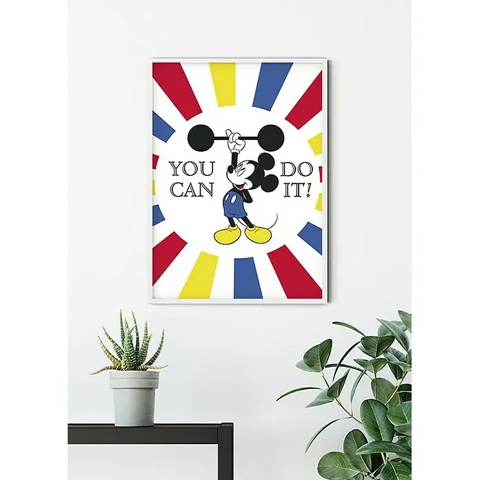 Komar Disney Edition 4 Poster Mickey Mouse Do It - Disney, B x H: 30 x 40 cm - Ein lustiges Mickey-Mouse-Poster mit dem Spruch "You can do it!", das perfekt für jeden Raum und jeden Disney-Fan ist.