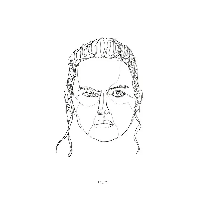 Komar Star Wars Poster Force Faces Rey - Star Wars, B x H: 30 x 40 cm - Stilvolle Strichzeichnung von Rey, der ikonischen Figur. Ein modernes Kunstwerk, das in jedem Raum eine minimalistische Eleganz ausstrahlt.