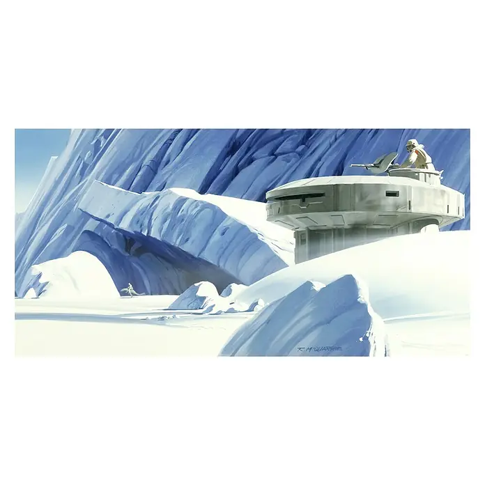 Komar Star Wars Fototapete RMQ Hoth Echo Base - 10 -tlg., B x H: 500 x 250 cm, Vlies - Star Wars-Szene mit einem Schneetruppen-Turm auf einem eisigen Planeten, gemalt von Ralph McQuarrie.