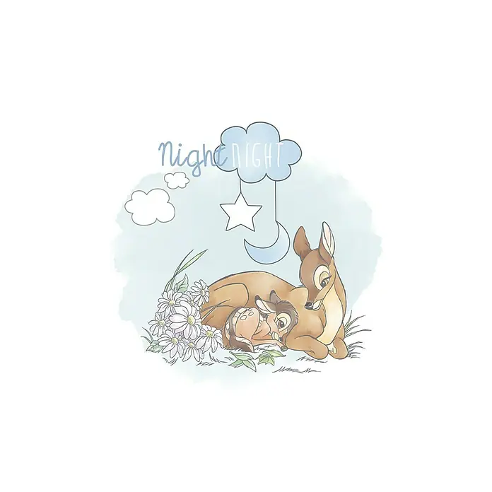 Komar Disney Edition 4 Poster Bambi Good Night - Disney, B x H: 30 x 40 cm - Nacht-Nacht-Bambi-Print mit Mama und Baby. Ein süßer Druck mit einem Reh und seinem Baby, der sich perfekt für ein Kinderzimmer eignet.