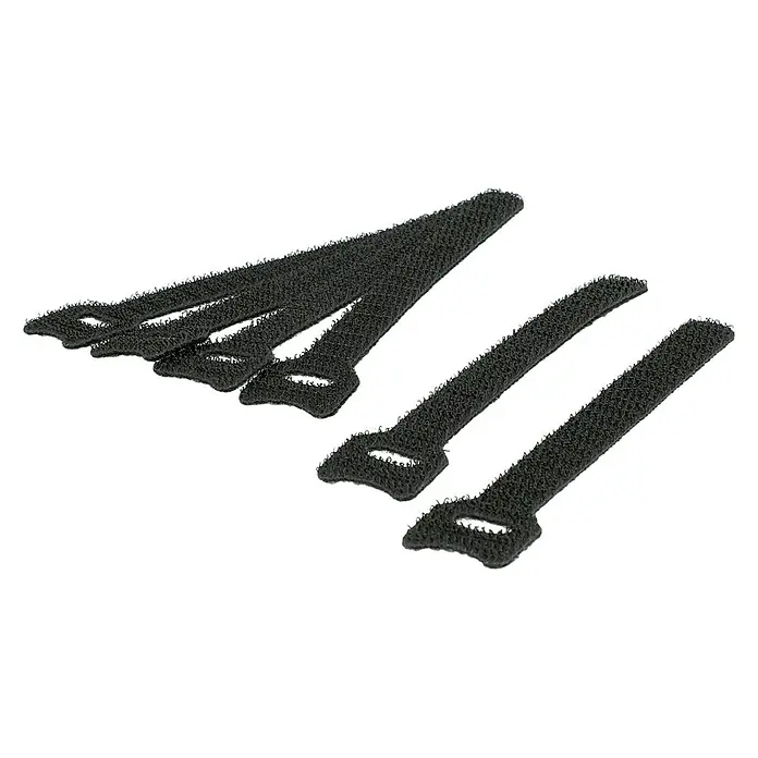 Voltomat Klett-Kabelbinder - Schwarz, 22 x 1,2 x 135 mm, 6 Stk. - Mehrere wiederverwendbare, schwarze Kabelbinder aus Klettverschluss für die Organisation von Kabeln und Leitungen im Haushalt oder Büro.