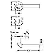 Häfele Zimmertürgarnitur 3 (Türstärke: 38 - 42 mm, Buntbart BB, Edelstahl, L-Form)