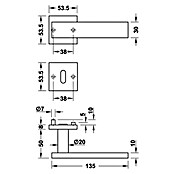 Häfele Zimmertürgarnitur 6 (Türstärke: 38 - 42 mm, Buntbart BB, Edelstahl, L-Form)