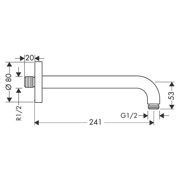 Hansgrohe Brausearm (Länge: 24,1 cm, Chrom, Glänzend)