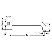 Hansgrohe Brausearm (Länge: 24,1 cm, Chrom, Glänzend)