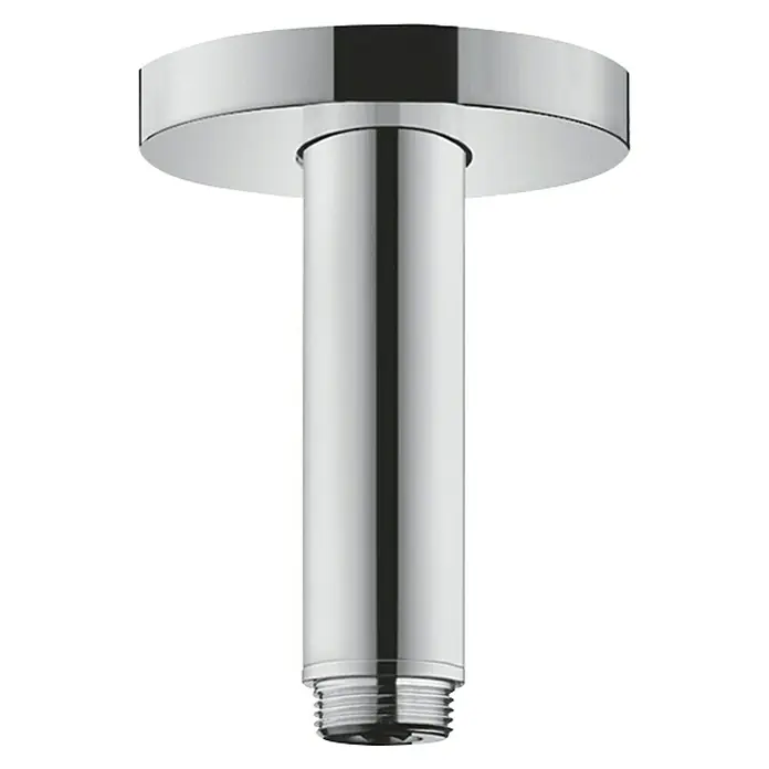 Hansgrohe Deckenanschluss S - Länge: 10 cm, Chrom - Hochglanz-Chrom Deckenanschluss für Duschkopf, zylindrisches Design für moderne Badezimmer. Langlebige Sanitärinstallation.