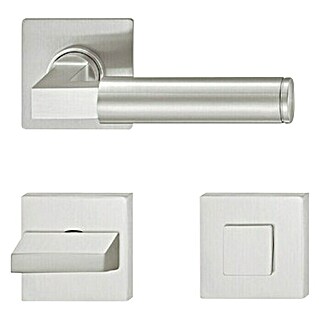 Häfele WC-Türgarnitur 7 (Türstärke: 38 mm - 42 mm, Schlitzkopf/Olive SK/OL, Edelstahl, L-Form)