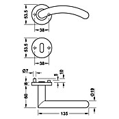 Häfele WC-Türgarnitur 8 (Türstärke: 38 - 42 mm, Schlitzkopf/Olive SK/OL, Edelstahl, Gebogen)