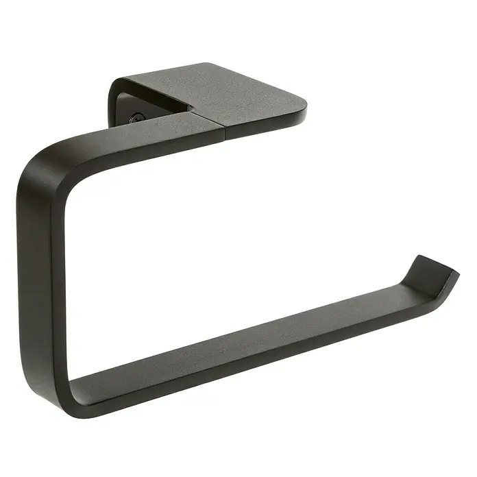 Tatay Onyx Toallero de anilla - Ancho: 18,5 cm, Negro, Mate - Este moderno portarrollos de papel higiénico en antracita es un accesorio elegante para cualquier baño. Su diseño minimalista es atemporal.