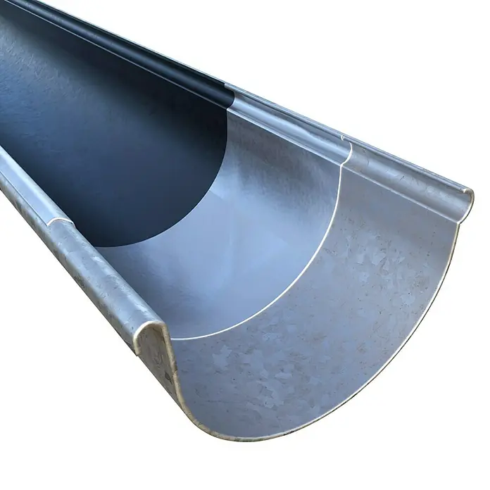 Probau Bitumen- & Reparaturband - Alu-Blank, 10 m x 7,5 cm, Selbstklebend - Dachrinne aus verzinktem Stahlblech, robust und langlebig für zuverlässige Regenwasserableitung am Haus.
