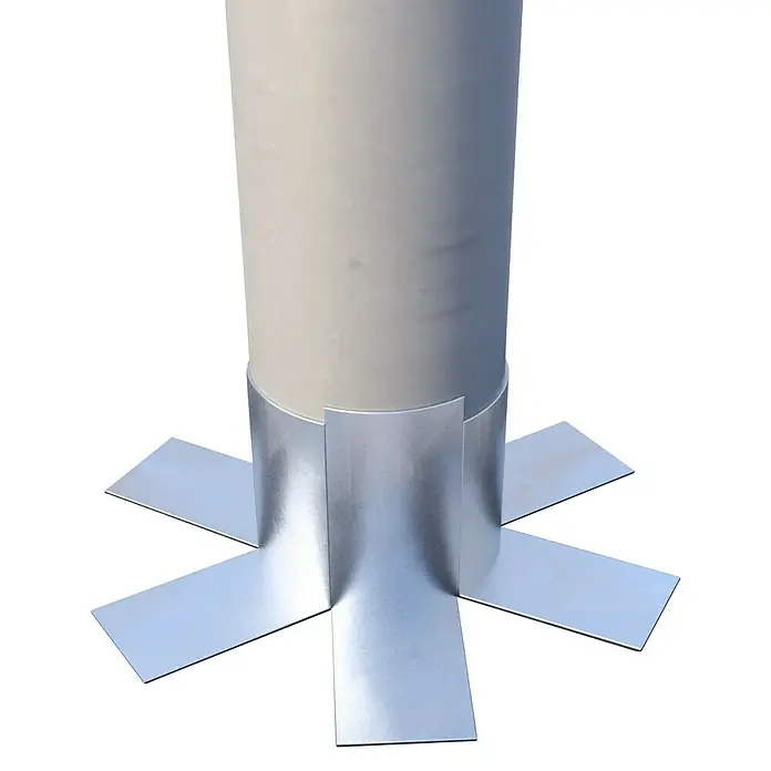 Probau Bitumen- & Reparaturband - Alu-Blank, 3 m x 10 cm, Selbstklebend - Pfosten mit Aluminiumfußmanschette. Der Pfostenfuß schützt den Pfosten vor Beschädigungen und Witterungseinflüssen.