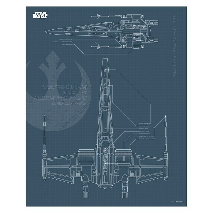 Komar Star Wars Wandbild Blueprint X-Wing (30 x 40 cm, Vlies)
