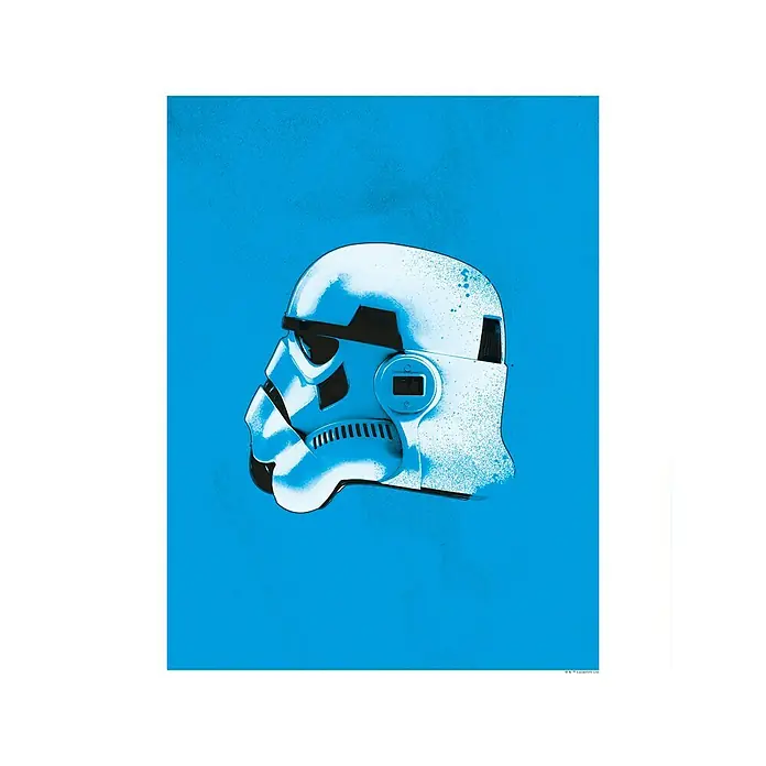 Komar Star Wars Poster Helmets Stormtrooper - Star Wars, B x H: 40 x 50 cm - Illustration des Stormtrooper-Helms aus Star Wars in blauen Farbtönen, ideal für Fans der Saga als Wanddekoration.