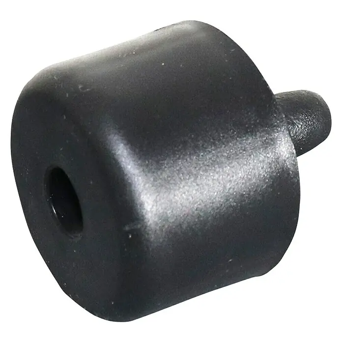 Möbelgleiter - Ø x H: 50 x 35 mm, Traglast: 20 kg, Mit Einsteckzapfen, Schwarz - Schwarzes Gummi- oder Kunststoffteil mit einem Loch auf einer Seite und einem kleinen Vorsprung auf der anderen Seite.