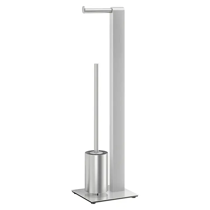 Zack Atore WC-Kombi-Bürstengarnitur - Anzahl Haken: 1 Stk., Höhe: 72,6 cm, Edelstahl, Matt - Ein freistehender Toilettenpapierhalter mit Bürste, elegantes Design in Silber gehalten. Praktisches Badaccessoire.