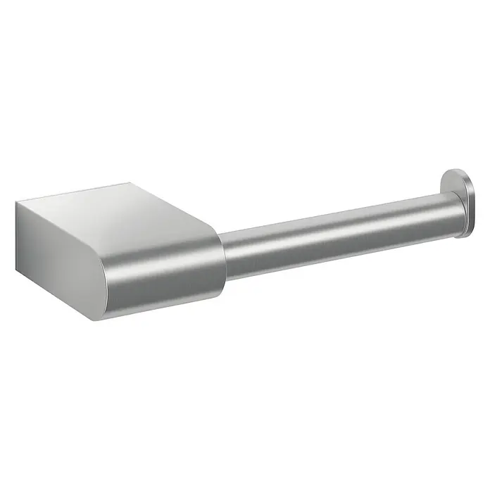 Zack Atore Toilettenpapierhalter 1 - Ohne Deckel, Edelstahl, Matt - Wandmontierter Toilettenpapierhalter aus Metall mit einer glatten, silbernen Oberfläche.