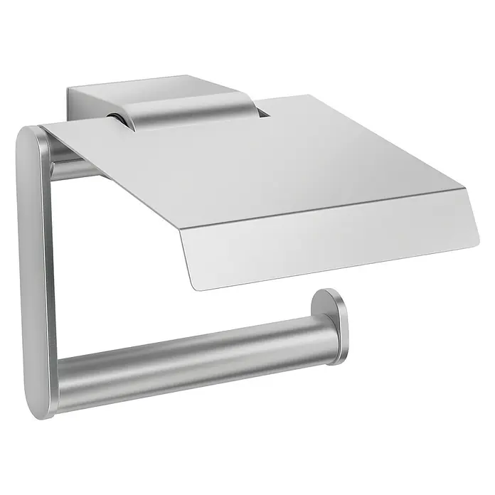Zack Atore Toilettenpapierhalter - Mit Deckel, Edelstahl, Matt - Toilettenpapierhalter aus gebürstetem Nickel mit Deckel zum Schutz des Toilettenpapiers vor Spritzwasser und Staub, modernes Design.