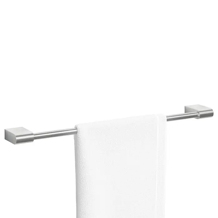 Zack Atore Badetuchhalter - Breite: 65,2 cm, Edelstahl, Matt - Handtuchhalter aus Edelstahl mit weißem Handtuch. Schlichtes Design für moderne Badezimmer, praktische Aufbewahrung und stilvolles Detail.
