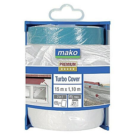 Mako Abdeckfolie Turbo Cover Premium (Im Spender, 1,1 x 15 m, Einseitiger Gewebekleberand)