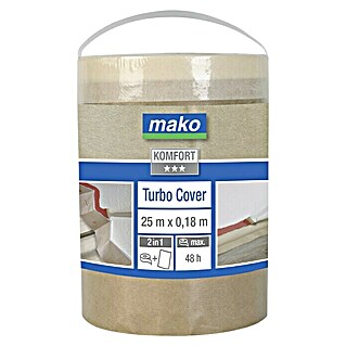 Mako Abdeckpapier Turbo Cover (Ersatzrolle, 25 m x 18 cm, Einseitiger Kreppkleberand)