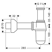 Hansgrohe Flaschen-Siphon (1¼″, Verchromt)