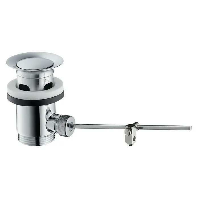 Hansgrohe Excenter-Ablaufgarnitur - 1 ¼″, Chrom - Ein glänzender, verchromter Ablaufgarnitur mit Zugstange für Waschtische, ideal für moderne Badezimmer.