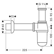 Hansgrohe Waschtisch-Siphon (1¼″, Durchmesser: 32 mm, Verchromt)