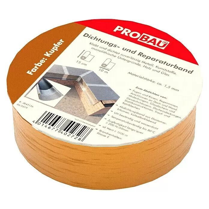 Probau Bitumen- & Reparaturband - Kupfer, 10 m x 7,5 cm, Selbstklebend - Detailaufnahme