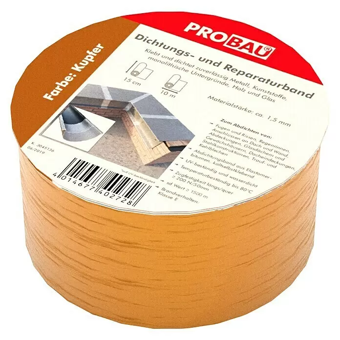 Probau Bitumen- & Reparaturband - Kupfer, 10 m x 10 cm, Selbstklebend - Detailaufnahme