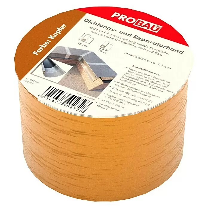 Probau Bitumen- & Reparaturband - Kupfer, 10 m x 15 cm, Selbstklebend - Detailaufnahme