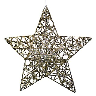 Christbaumschmuck Glitzerstern Champagner (Gold, Draht, Eckig)