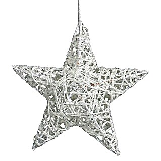 Ukrasi za božićno drvce Zvijezda (Bijele boje, Žica, Kutno, 15 cm)