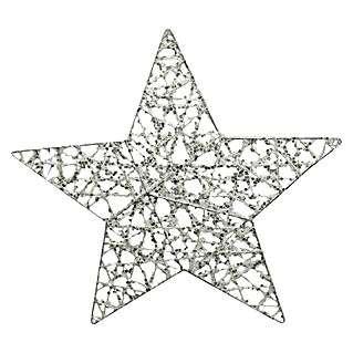 Christbaumschmuck Sternhänger mit Glitzer (Silber, Draht, Eckig)