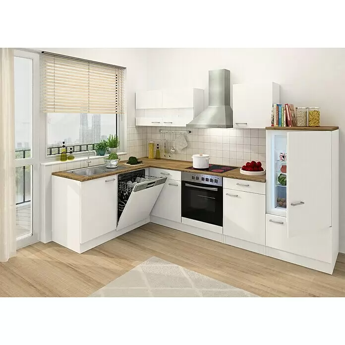 Respekta Winkelküche Malia Typ 3 - B x T x H: 280 x 172 x 200 cm, Weiß, Mit Elektrogeräten - Stimmungsaufnahme