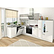 Respekta Cocina esquinera (172 x 310 cm, Con dispositivos eléctricos, Aspecto de hormigón)