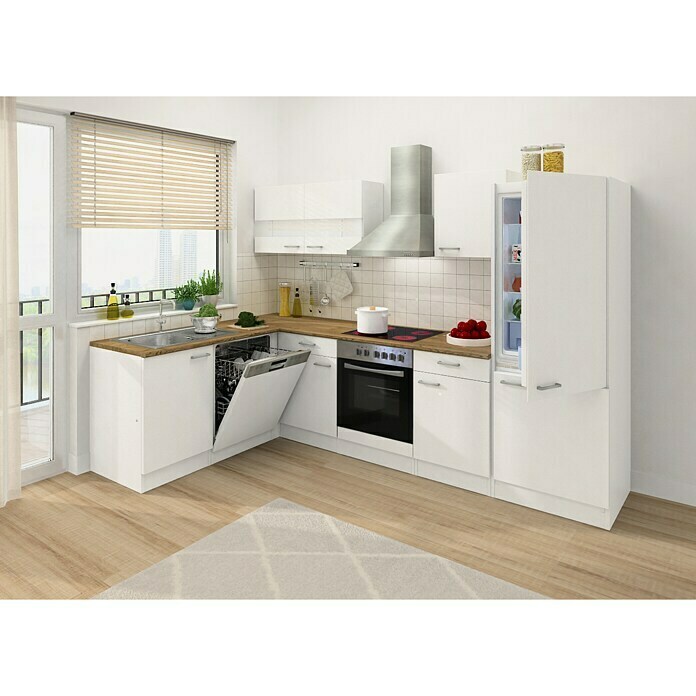 Respekta Cocina esquinera (172 x 280 cm, Con dispositivos eléctricos, Blanco)