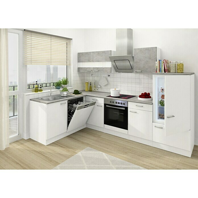 Respekta Cocina esquinera (172 cm x 280 mm, Con dispositivos eléctricos, Blanco)