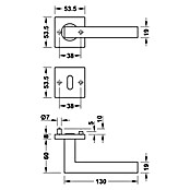 Häfele Zimmertürgarnitur 10 (Türstärke: 38 - 42 mm, Profilzylinder PZ, Edelstahl, L-Form)