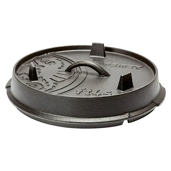 Petromax Dutch Oven - Ø x H: 31 x 18,6 cm, Gusseisen, 3,5 l, Mit Füßen - Deckel für Dutch Oven, aus robustem Gusseisen, mit Griff und erhöhten Füßen für sicheren Stand. Ideal zum Kochen im Freien.