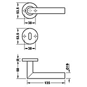 Häfele Zimmertürgarnitur 1 (Türstärke: 38 - 42 mm, Profilzylinder PZ, Edelstahl, Form Drücker: L-Form)