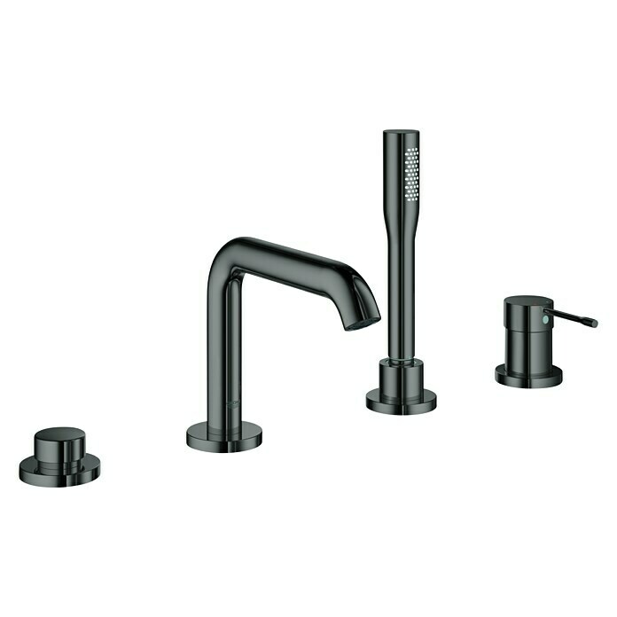 Grohe Essence Wannenrandarmatur4-Loch, Hard Graphite, Glänzend Left Side View