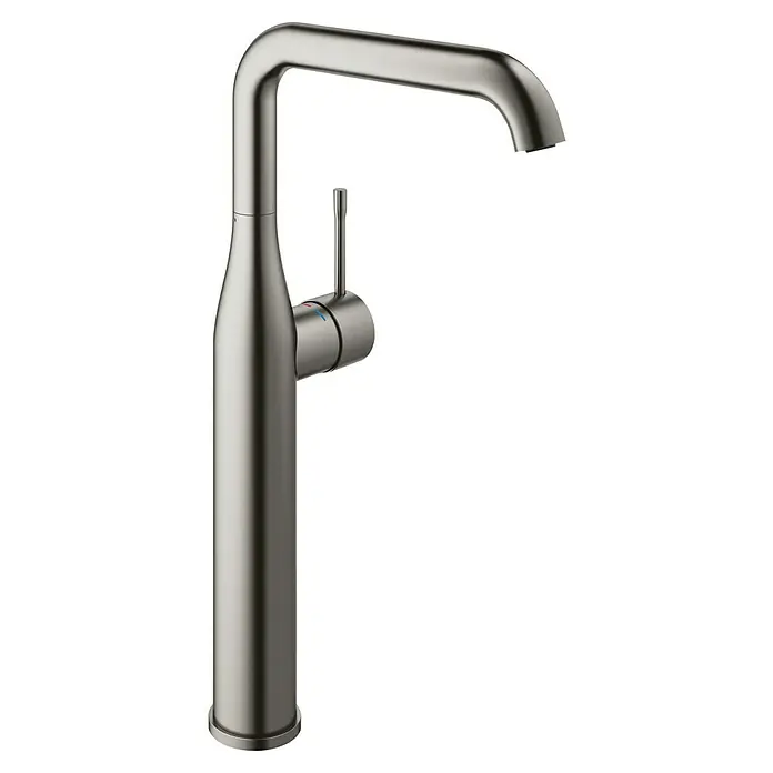 Grohe Essence New Waschtischarmatur XL-Size - Hard Graphite, Matt - Dieser Wasserhahn in gebürstetem Nickel verfügt über einen hohen Auslauf und einen Einhebelmischer, der sowohl funktional als auch stilvoll ist.