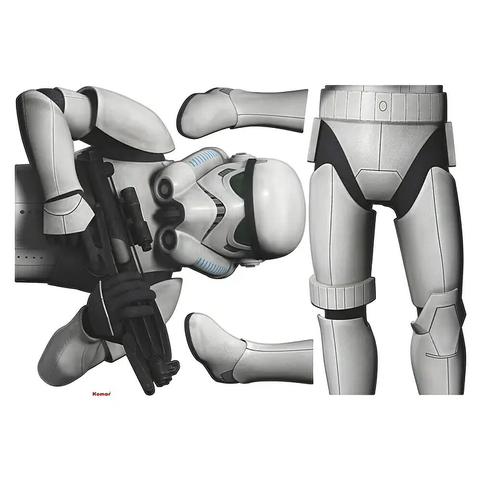 Komar Star Wars Wandtattoo Stormtrooper - 4 -tlg., B x H: 70 x 100 cm - Abbildung eines Stormtrooper-Kostüms aus Star Wars, zerlegt in einzelne Teile, um die Struktur und Details hervorzuheben.
