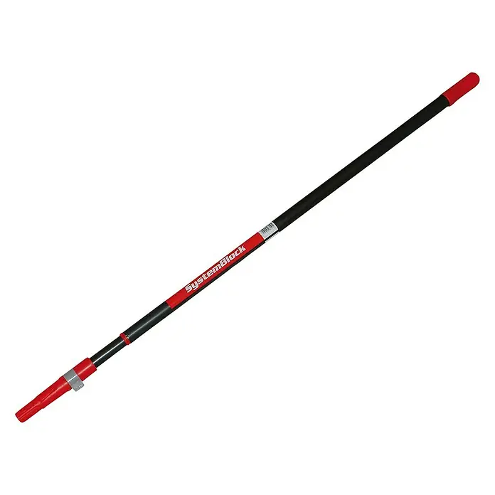 Teleskopstange System-Block - 95 cm - 160 cm, Art Konus: Standard - Teleskopstange von SystemBlock, ideal für Malerarbeiten und andere Aufgaben. Die Stange ist verstellbar und hat rote Enden.