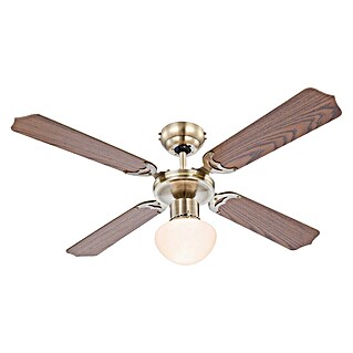 Globo Stropni ventilator Champion (Smeđe boje, Stara mjed, Hrast, 106,6 cm, 60 W)